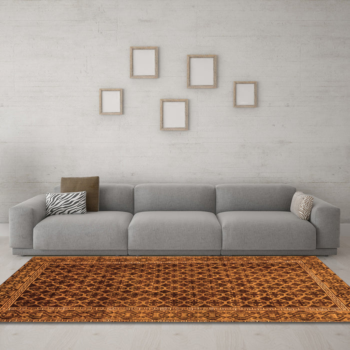 Machine Washable Southwestern Orange Country Area Rugs in a Living Room, wshabs305org