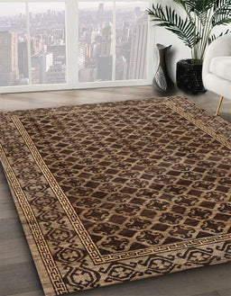 Machine Washable Abstract Bakers Brown Rug in a Family Room, wshabs305