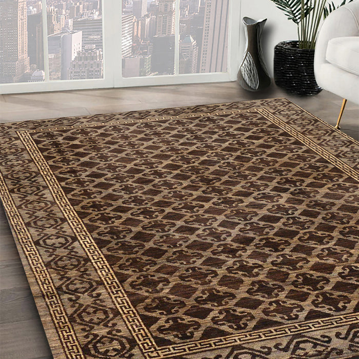 Machine Washable Abstract Bakers Brown Rug in a Family Room, wshabs305