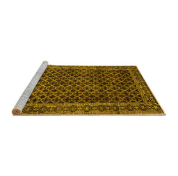 Sideview of Machine Washable Southwestern Yellow Country Rug, wshabs305yw