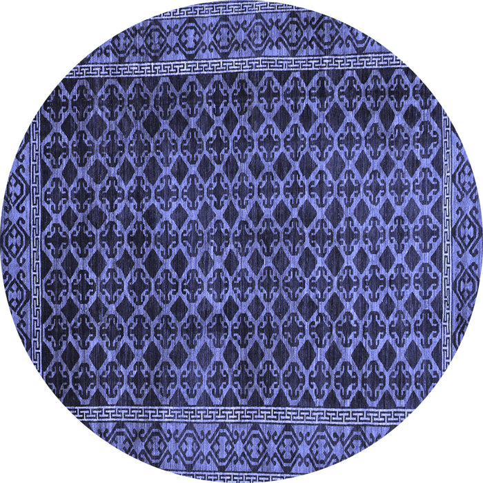 Round Southwestern Blue Country Rug, abs305blu