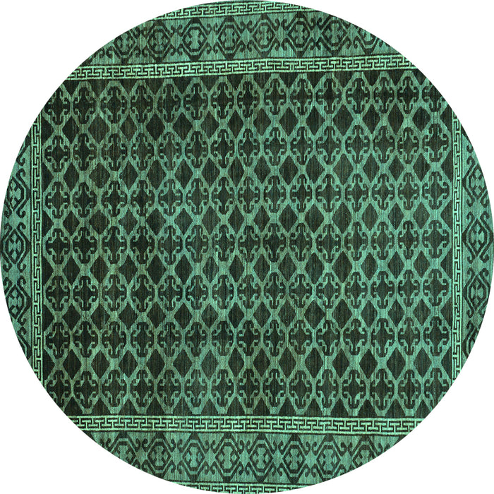 Round Southwestern Turquoise Country Rug, abs305turq