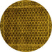 Round Southwestern Yellow Country Rug, abs305yw