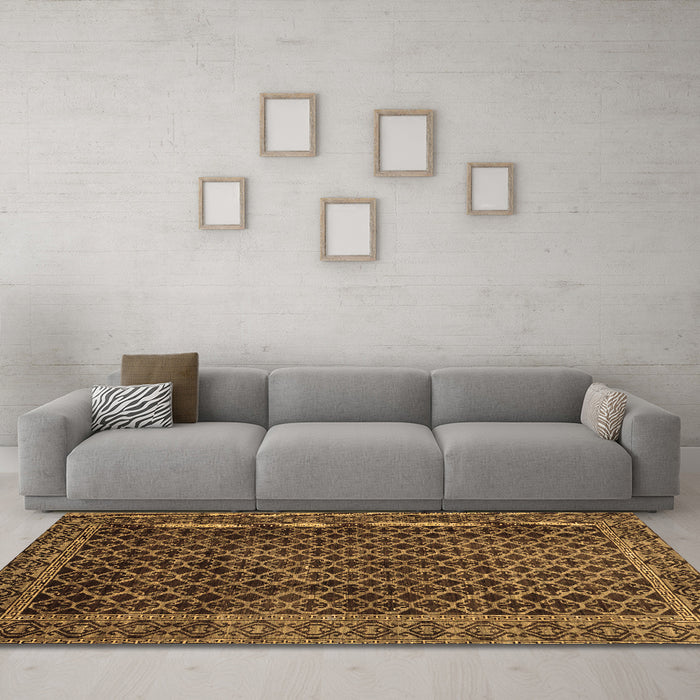 Machine Washable Southwestern Brown Country Rug in a Living Room,, wshabs305brn