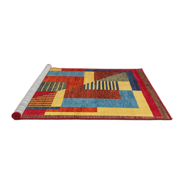 Sideview of Machine Washable Abstract Red Rug, wshabs3060