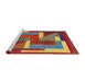 Sideview of Machine Washable Abstract Red Rug, wshabs3060