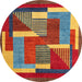 Round Abstract Red Modern Rug, abs3060