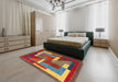 Machine Washable Abstract Red Rug in a Bedroom, wshabs3060