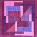 Square Machine Washable Abstract Purple Modern Area Rugs, wshabs3060pur