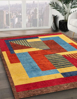 Abstract Red Modern Rug in Family Room, abs3060
