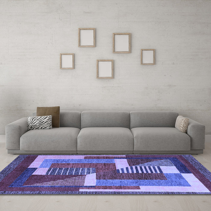 Machine Washable Abstract Blue Modern Rug in a Living Room, wshabs3060blu