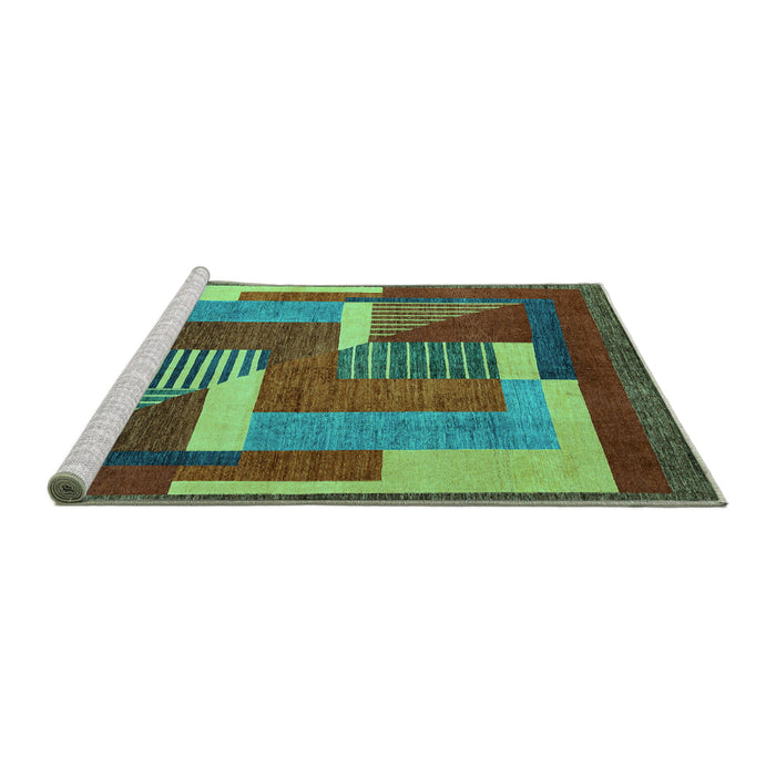 Sideview of Machine Washable Abstract Turquoise Modern Area Rugs, wshabs3060turq