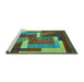 Sideview of Machine Washable Abstract Turquoise Modern Area Rugs, wshabs3060turq