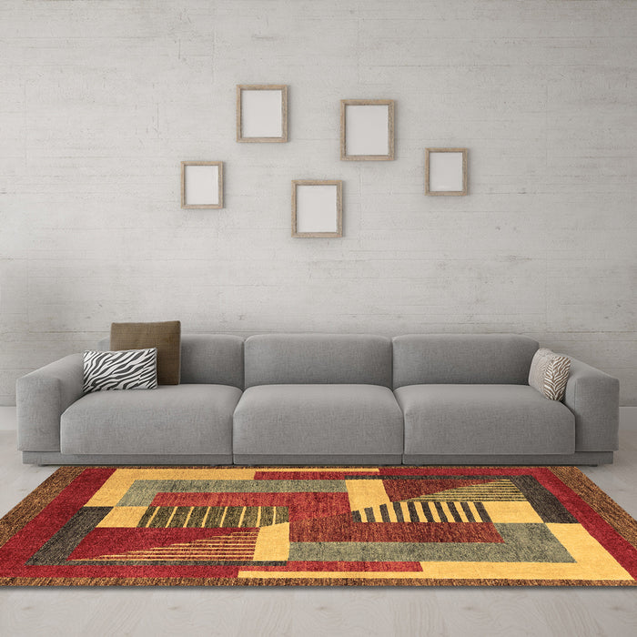 Machine Washable Abstract Brown Modern Rug in a Living Room,, wshabs3060brn