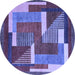 Round Abstract Blue Modern Rug, abs3060blu