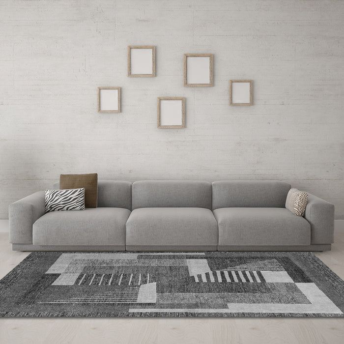 Machine Washable Abstract Gray Modern Rug in a Living Room,, wshabs3060gry
