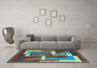 Machine Washable Abstract Light Blue Modern Rug, wshabs3060lblu