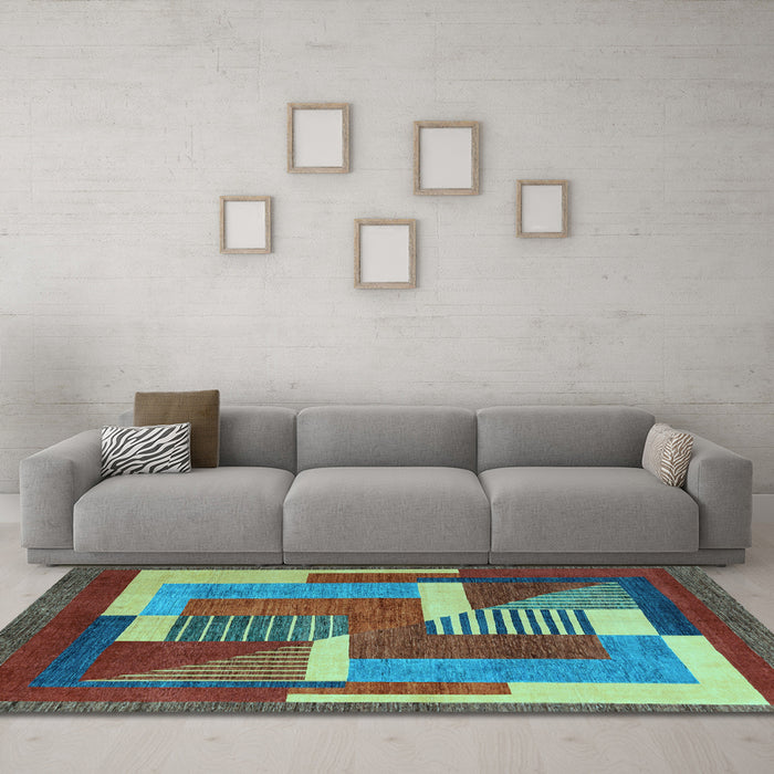 Machine Washable Abstract Light Blue Modern Rug in a Living Room, wshabs3060lblu