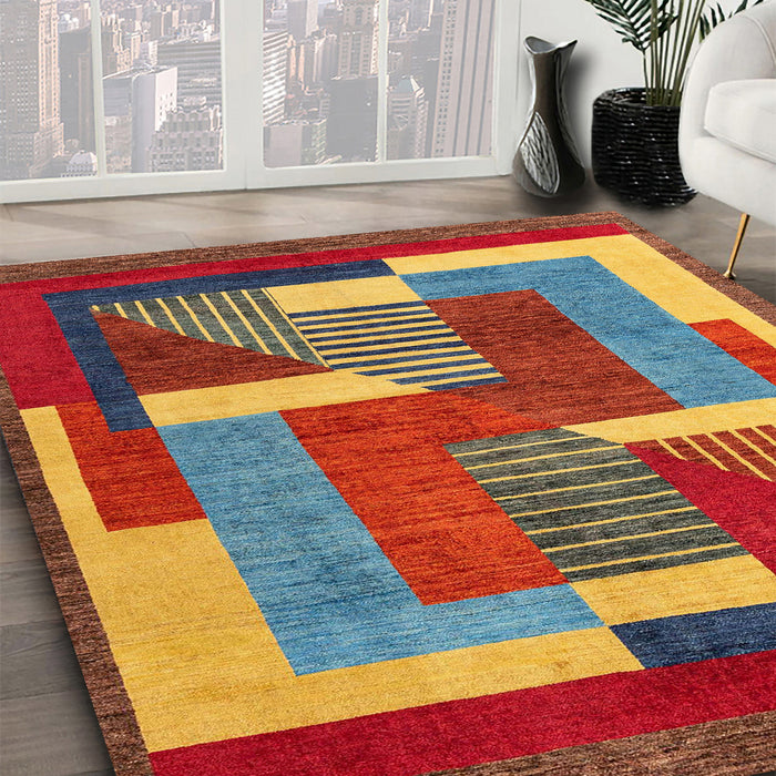 Abstract Red Modern Rug in Family Room, abs3060