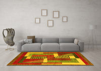 Machine Washable Abstract Yellow Modern Rug, wshabs3060yw