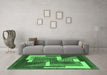 Machine Washable Abstract Emerald Green Modern Area Rugs in a Living Room,, wshabs3060emgrn