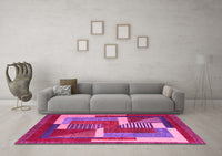 Machine Washable Abstract Pink Modern Rug, wshabs3060pnk