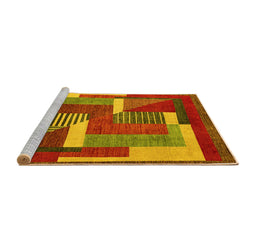 Sideview of Machine Washable Abstract Yellow Modern Rug, wshabs3060yw