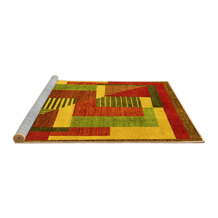 Sideview of Machine Washable Abstract Yellow Modern Rug, wshabs3060yw