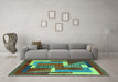 Machine Washable Abstract Turquoise Modern Area Rugs in a Living Room,, wshabs3060turq