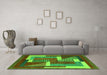 Machine Washable Abstract Green Modern Area Rugs in a Living Room,, wshabs3060grn