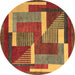 Round Machine Washable Abstract Brown Modern Rug, wshabs3060brn