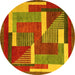 Round Abstract Yellow Modern Rug, abs3060yw