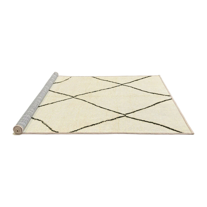Sideview of Machine Washable Abstract Parchment Beige Rug, wshabs3061