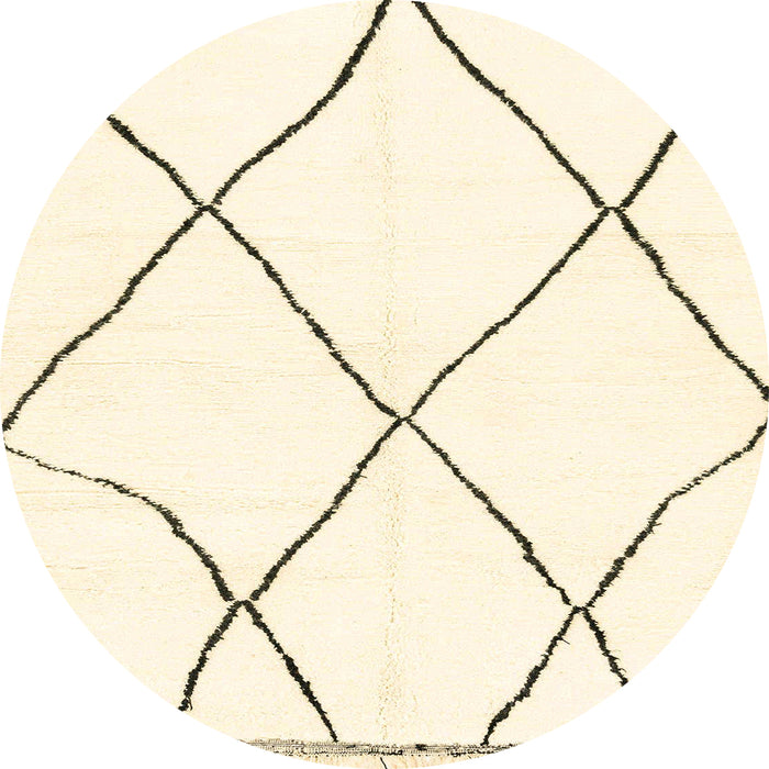 Round Abstract Beige Solid Rug, abs3061