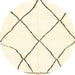 Round Abstract Beige Solid Rug, abs3061