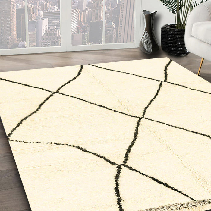 Machine Washable Abstract Parchment Beige Rug in a Family Room, wshabs3061