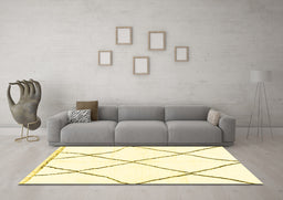 Machine Washable Solid Yellow Modern Rug in a Living Room, wshabs3061yw