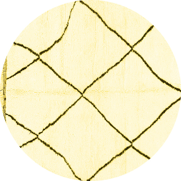 Round Machine Washable Solid Yellow Modern Rug, wshabs3061yw