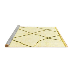 Sideview of Machine Washable Solid Yellow Modern Rug, wshabs3061yw