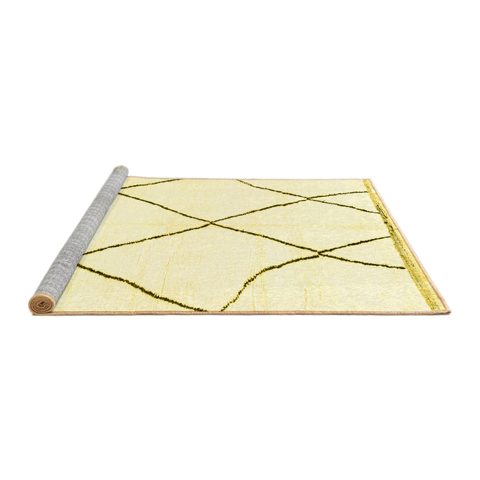Sideview of Machine Washable Solid Yellow Modern Rug, wshabs3061yw