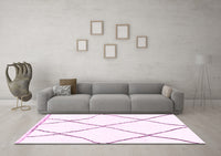 Machine Washable Solid Pink Modern Rug, wshabs3061pnk