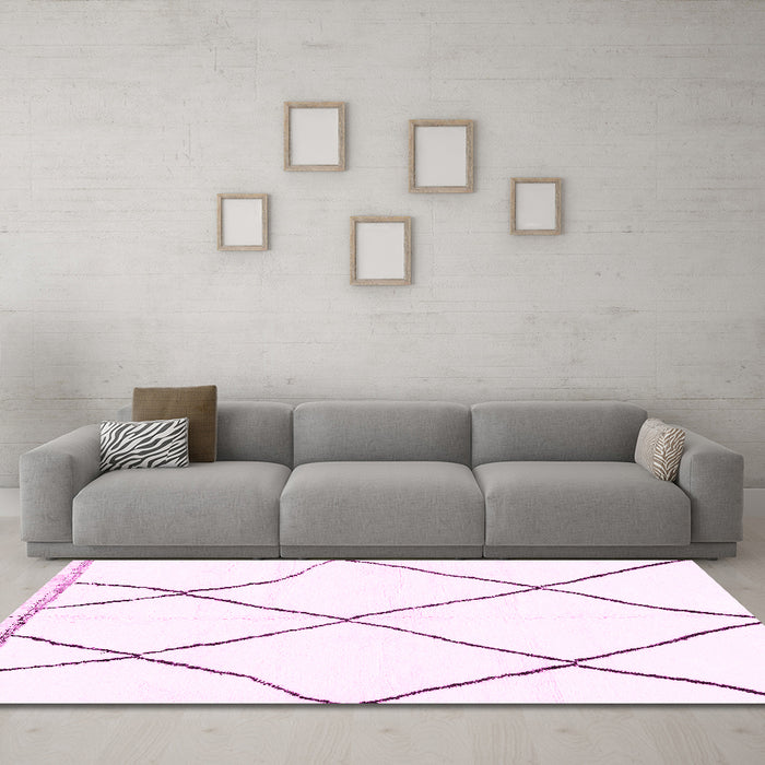 Machine Washable Solid Pink Modern Rug in a Living Room, wshabs3061pnk