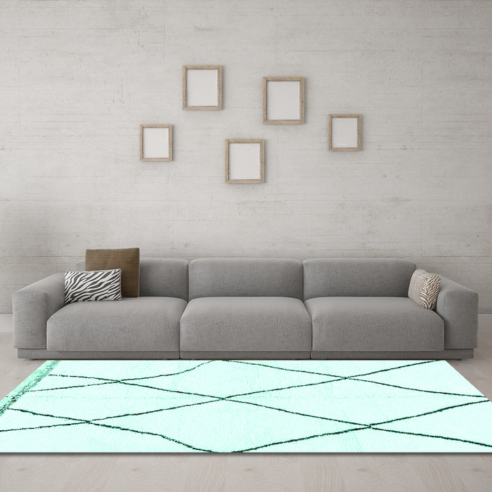 Machine Washable Solid Turquoise Modern Area Rugs in a Living Room,, wshabs3061turq