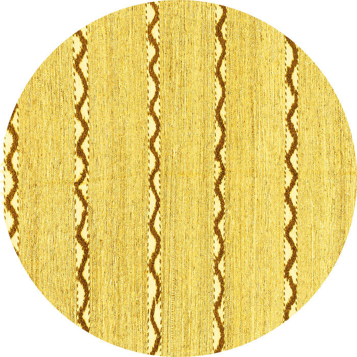 Round Solid Yellow Modern Rug, abs3062yw