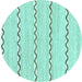 Round Machine Washable Solid Turquoise Modern Area Rugs, wshabs3062turq