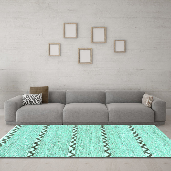 Machine Washable Solid Turquoise Modern Area Rugs in a Living Room,, wshabs3062turq