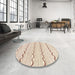 Round Machine Washable Abstract Light Copper Gold Rug in a Office, wshabs3062