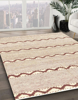 Machine Washable Abstract Light Copper Gold Rug in a Family Room, wshabs3062