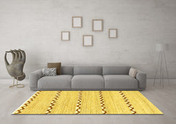 Machine Washable Solid Yellow Modern Rug in a Living Room, wshabs3062yw