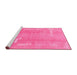 Sideview of Machine Washable Abstract Pink Modern Rug, wshabs3063pnk